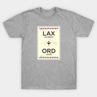 LAX to ORD Airport / Los Angeles to Chicago T-Shirt